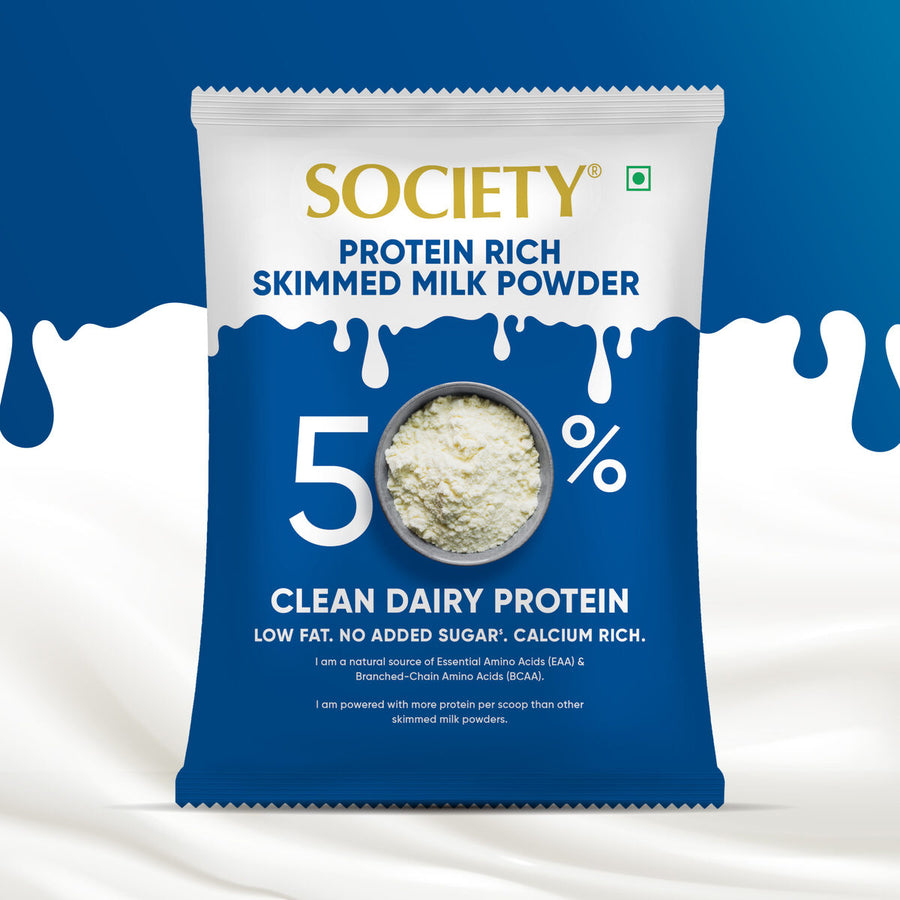 Society Protein Rich Skimmed Milk Powder — 250g pack, 50% Clean Dairy Protein