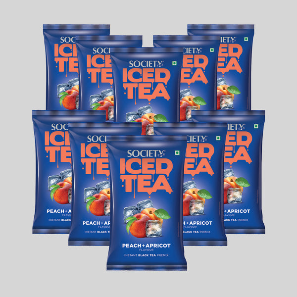 Society Iced Premix Tea Peach Apricot Black 100 g Pouch - Pack of 10
